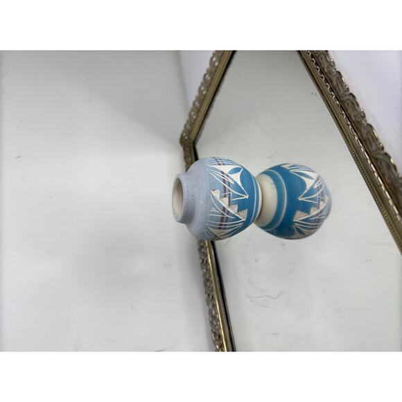 Vintage Miniature Vase Mesa Verde hand made native american indian blue bowl - Picture 3 of 9